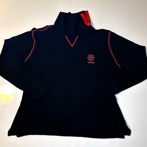 Vintage Adidas knitted turtleneck sweater red stitching & snowflake embroidered